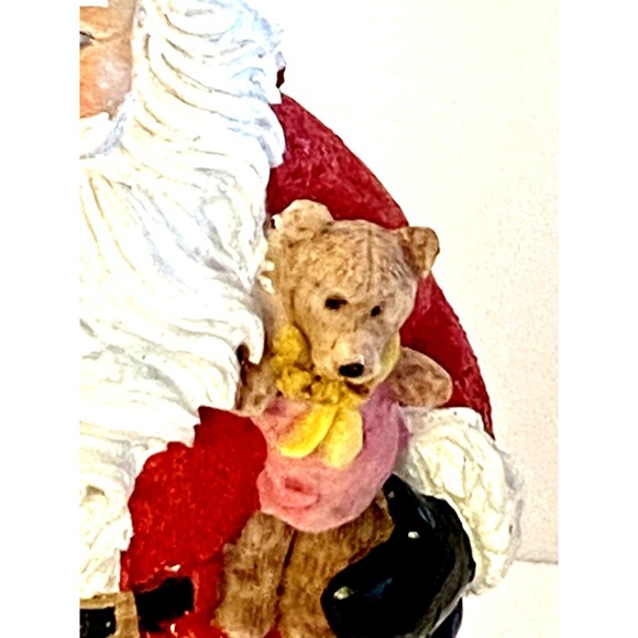 K's Collection Christmas Santa Claus Figurine 7” Holding Cardinal & Teddy Bear - Picture 4 of 7